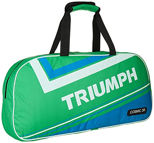 Image of Triumph Velocity Graphite Hotmelt Light Weight Strung Badminton Racket with Cosmic-3R Single Compartment Badminton Bag Lime /Sky