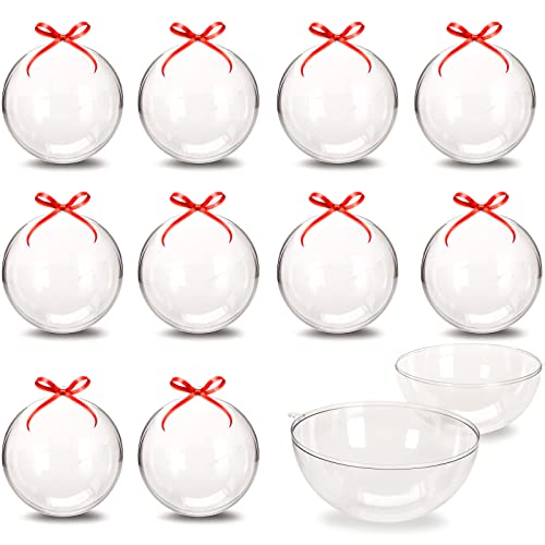 ZCXG Lot de 10 boules de Noël transparentes en acrylique de 8 cm - À remplir de jouets ou de surprises - Décoration de sapin de Noël - Boîte à bonbons - Décoration de fête, mariage Cover