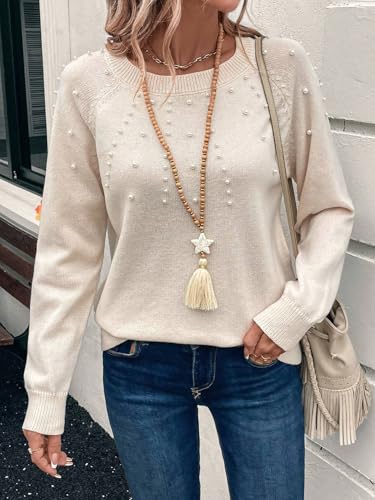 Long Sleeve Crew Neck Sweaters for Women Loose Plain Color Casual Pullover Sweater Tops4