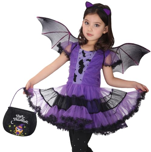 Disfraz completo de murciélago para niñas Halloween miniatura 1
