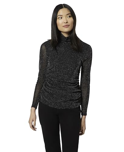 Cable & Gauge Lurex Mesh Turtleneck