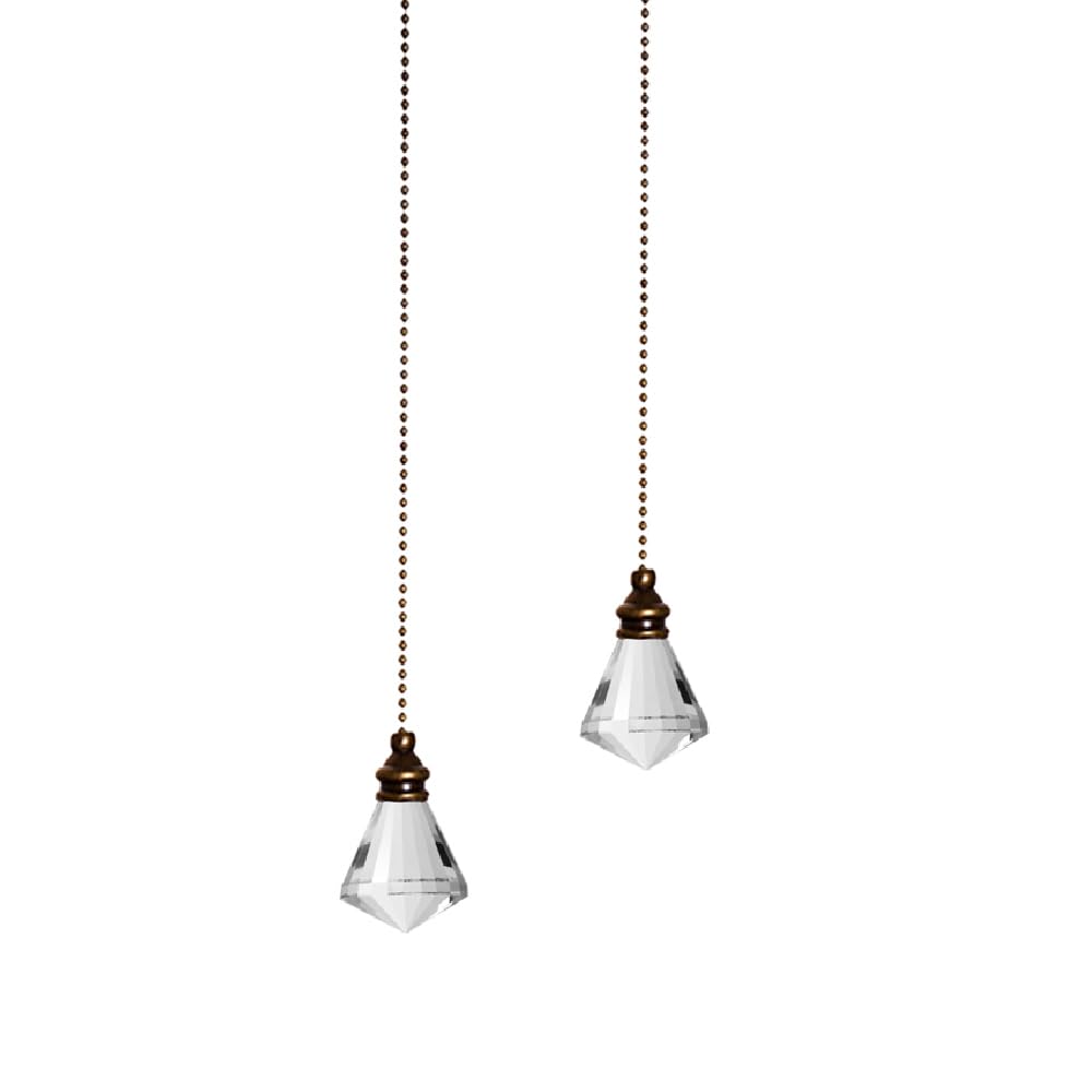 2 Pcs Light Pull Chain, 50cm Crystal Pull Chain Extension, Decorative Pendant Light Pull Cord for Ceiling Fans Bathroom Bedroom Light, Transparent