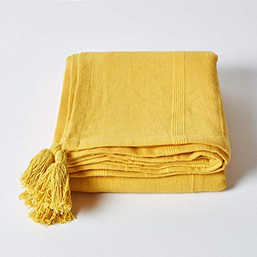 Manta para cama de 225 x 255 cm color amarillo multiusos 3