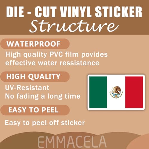 Image of (3PCS) Mexico Flag stickers, Countries Flag Stickers - Waterproof Vinyl Decals For Laptops, Tumblers, Water Bottles, Books, Scrapbooks, Size 3 X 1.8 Inch