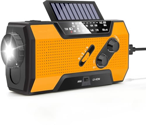 緊急・防災 3WAY充電】コードレスライト スマホ充電 非常用照明器具 防災 防水 小型 大容量 5000mAh 懐中電灯 AM/FM対応 SOS 緊急アラーム 防災用品 地震・津波・台風などの緊急対策に。 (オレンジ色)