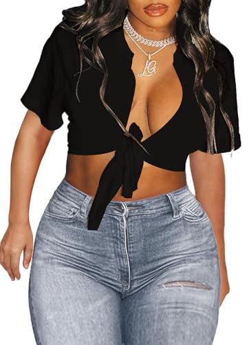 トップス theredthread S fluffy tie tops cropped THEREDTHREAD / ザレッドスレッド】S fluffy tie tops cropped