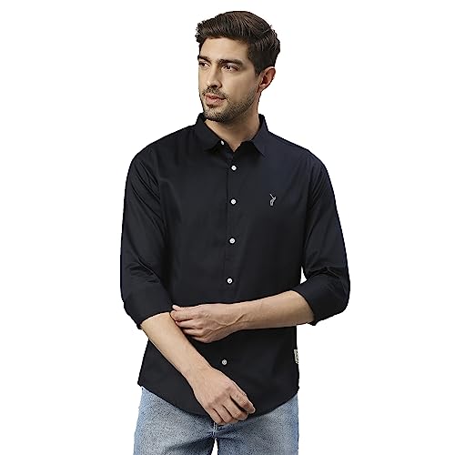 Image of Thomas Scott Men's | Solid | Full Sleeve | Slim Fit | Cotton Blend | Spread Collar | Casual Shirt