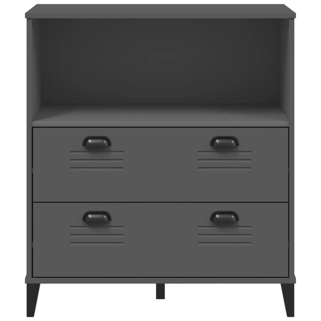 Libreria VIKEN con Cassetti Grigio Antracite 80x40x90 cm | Mobile da soggiorno versatile con 2 ampi cassetti e vano a giorno per organizzare studio o ufficio.