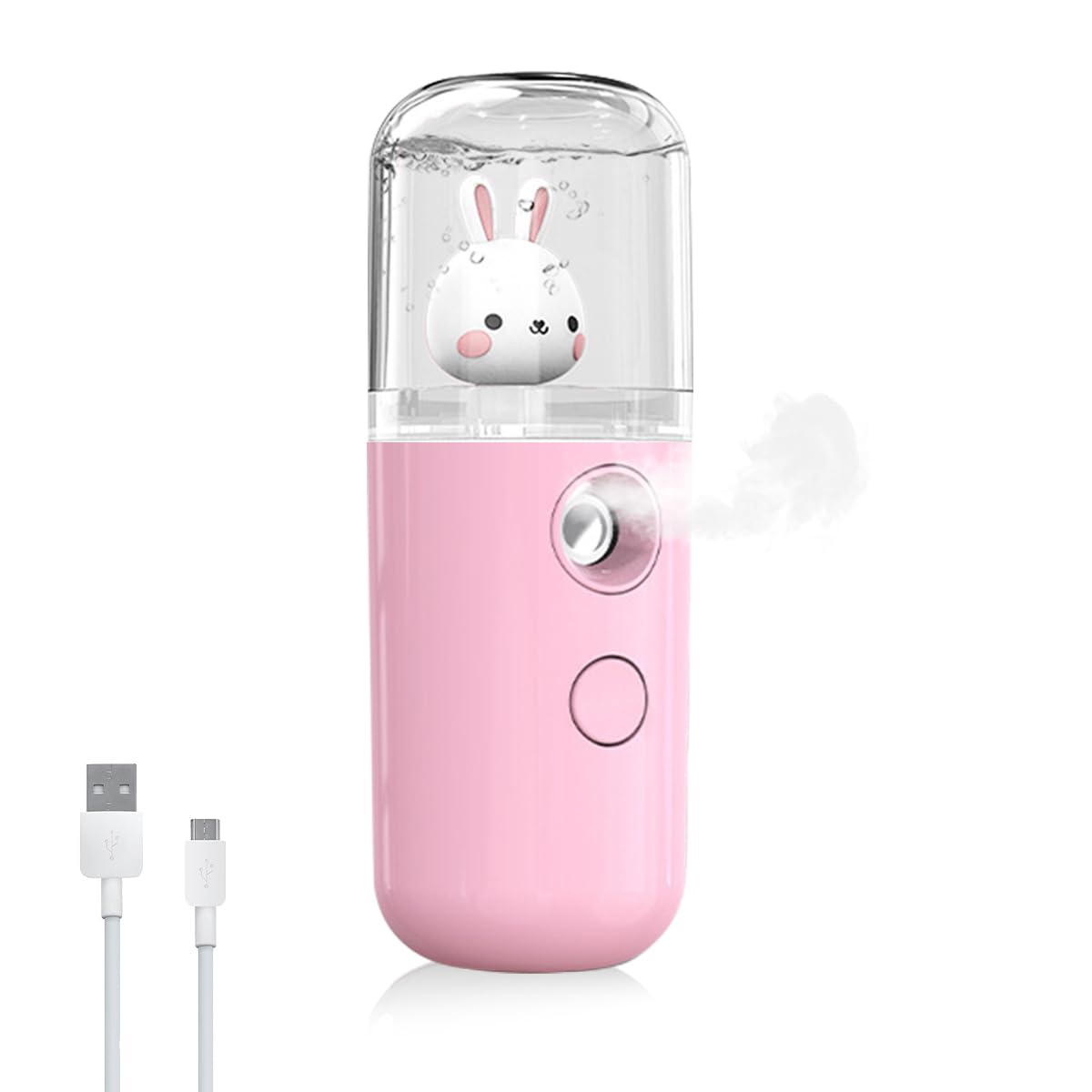 Venzina® Mini Facial Nano Mist Spray Face Mist Spray Machine 30ml Portable Cartoon Bunny Design Cool Mist Sprayer for Facial Moisturizing and Skin Care - USB Rechargeable-image-4