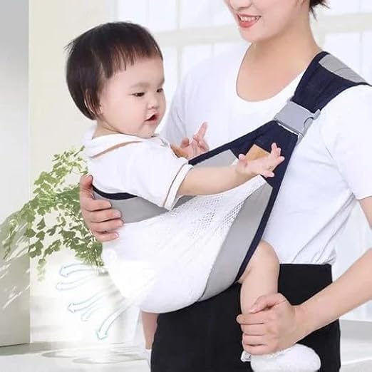 RIVUGJA Adjustable Ergonomic Baby Carrier Sling Wrap with Breathable 3D Mesh – for Newborns to Toddlers Sling with Thick Shoulder Straps for Maximum Support for Active Parents and On-The-Go Lifestyle-image-44