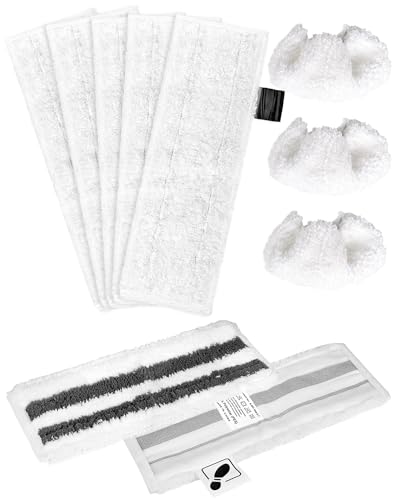 Zestaw 10 sztuk do odkurzacza parowego Kärcher akcesoria ściereczki zamienne do Kärcher SC1, SC2, SC3, SC4, SC5, SI4-7, ściereczek podłogowych + 3 powłoki z mikrofibry – kompatybilne z myjką parową