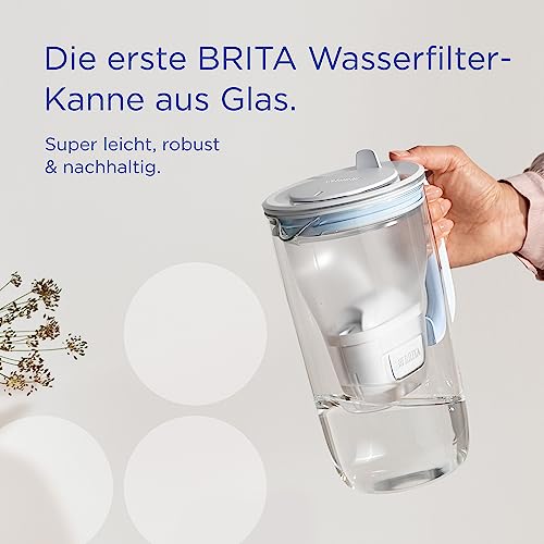 Foto von BRITA Glaswasserfilter, Premium-Kanne, hellblau (2,5 l), inkl. 3 x MAXTRA PRO All-in-One-Kartusche, robust und leicht/reduziert Kalk, Chlor, Metalle wie Blei und Kupfer (Verpackung kann variieren)