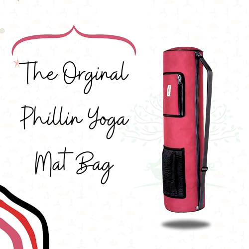 Image of Yoga Mat Cover Bag with Adjustable Shoulder Strap - Waterproof Carry Bag for 4mm to 8mm Mats - Zipper Closure (Red Black)