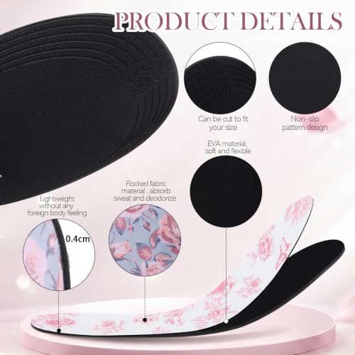 Image of 3 Pairs No Show Socks Sockless Shoe Liner Washable Barefoot Shoe Insoles No Slipping Inserts (Floral Style)