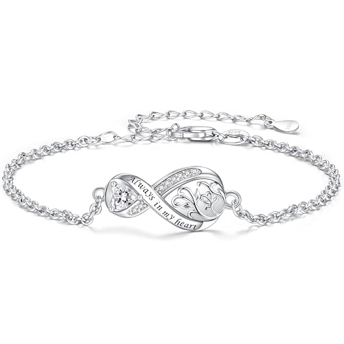 ZOEXUE Infinity Cremation Jewelry Bracelet for Ashes: 925 Sterling Silver Teardrop Urn Bracelets for Women - Family Tree Memorial Ashes Bracelet Keepsake Gifts for Loss of a Loved One