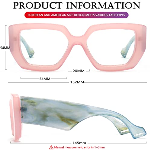 Image of AIEYEZO Thick Frame Blue Light Glasses Men Women, Fashion Square Computer Eyeglass Anti Eyestrain & Prevent Headache