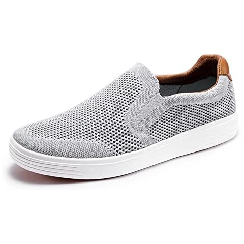 Puxowe Men's Slip On Loafer Mesh Breathable Trainers Comfy Casual Walking Shoes 11 UK Gray Cover