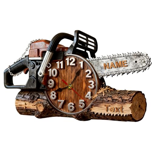 HSAEANZL Custom Chainsaw Wall Clock 2D Acrylic Rural Decor