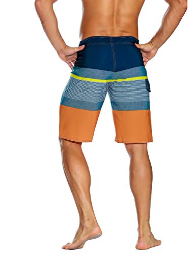 Image of unitop Men's Bathing Board Trunks Beach Shorts Holiday Hawaiian Colorful Striped