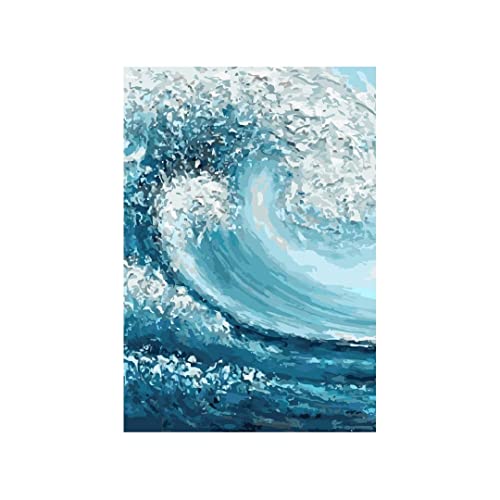 Image of RANGOLI 100% Cotton Stretched Canvas Painting 400 GSM, Framed Ocean Wave Canvas Abstract Wall Art for Living Room, 3D Paintings for Wall Decor (24 x 36 Inch With Frame)