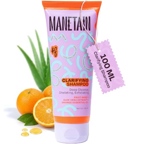 Image of MANETAIN Clarifying Shampoo 100ml for Curly Hair | Sulphate & Paraben Free | Exfoliating & Non-Drying Formula with Fruit-Based AHAs for Curly, Frizzy, and Oily | Safe for All Hair Types