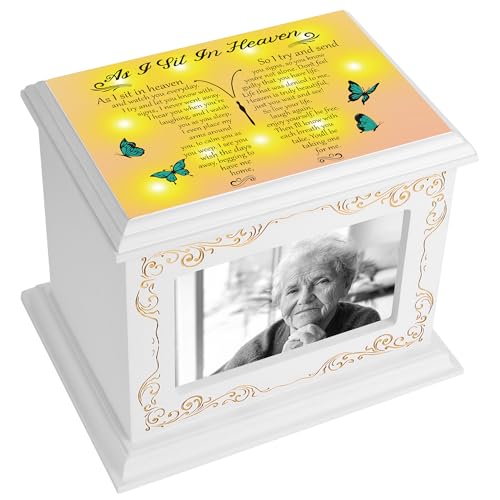 Cremation Urns for Human Ashes Adult Male or Female, Funeral Memorial Urns for Ashes with Photo Frame, Wooden Urns Box and Casket for Men Women, Burial Urn for Adults Up to 200 IBS
