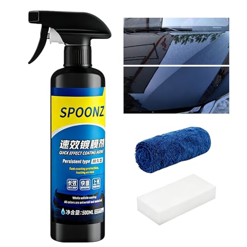 3 In 1 Car Coating Spray for Shine and Protection Quick Effect Coating Agent with Sponge Towel Hydrophobic Long-Lasting Car Wax Polish