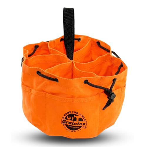 Graintex 18 Pockets Grab Bag Rip-stop Canvas Drawstring Closure, Small Part Organizer Pouch, Small Tools, Screws, Parts, Parachute Tool Bag for Efficient Storage - Orange