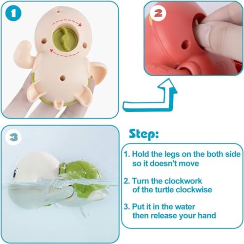Image of Bliss HUES Dino Bath Toys for Babies &Toddlers- Mold-Free Wall Mount Waterfall Bath Toys (Swimming Turtle)