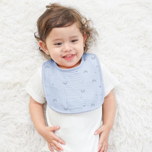 Image of Susurration Muslin Baby Drool Bibs 6Pack Soft Square Adjustable Baby Bandana Bibs for Unisex Girls & Boys