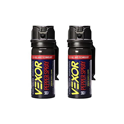 Vexor Pepper Spray Full Axis with Belt Clip for Self Defense — Maximum Police Strength, 20-Foot Range, Full Axis Capability, Flip Top Safety for Quick and Accurate Aim, Protection