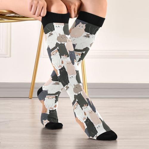 Image of Wusikd Cats Compression Socks for Women and Men Circulation Cute Long Socks for Athletic Running 1