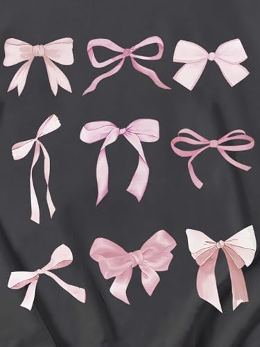 Image of Girl's Bow Graphic Tees Crew Neck Short Sleeve Summer T Shirts Preppy Cute Clothes for Girls