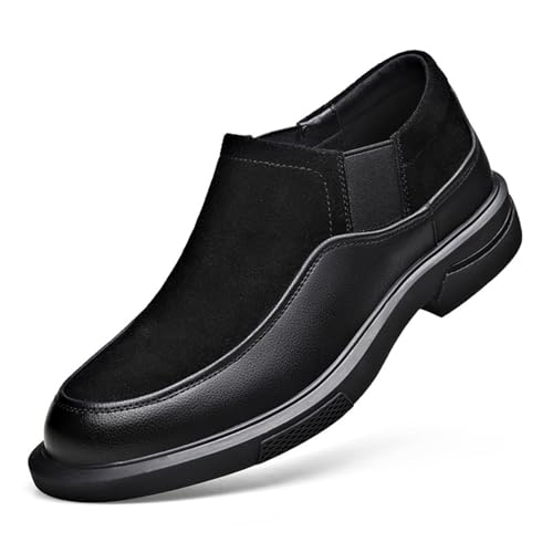 Men's Genuine Leather Splicing Casual Loafers Comfort Round Toe Breathable Slip On Driving Shoes Bussiness Office Dress Loafers