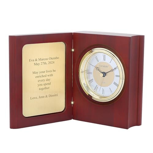 THINGS REMEMBERED Engraved Mahogany-Finish Small Book Clock and Keepsake (Free Customization)