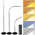TwoWin Standing Led Floor Lamp for Living Room Bedroom Office Salon, Adjustable Goose Neck Tall Corner Lamp Led Light Dimmable Bright Flexible Reading Floor Lamp with Romote Control 5 Color
