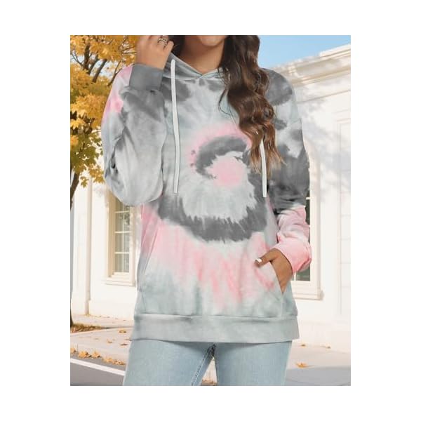 Women's Hoodies Long Sleeve Sweatshirts Drawstring Pullover Tops with Pocket Casual Loose Blouses Tunic - Image 3