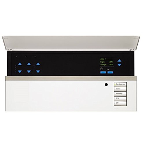 Diagram showing the dimensions of the Lutron Grafik Eye QSGR-3PJA control unit from front, side, and top views.