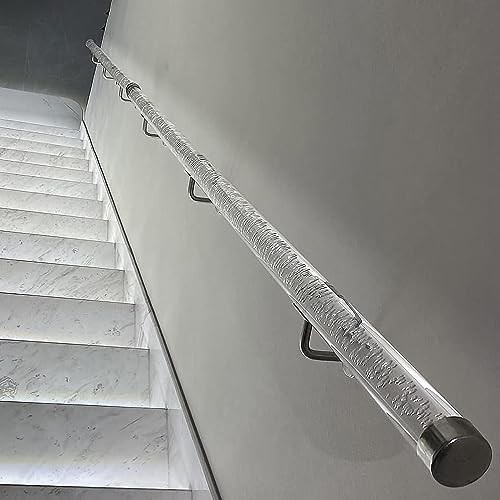 Main courante acrylique transparente de 250cm avec support argenté pour escalier