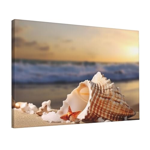 Toile murale colorée coquillages 30x45cm pour décoration marine et moderne