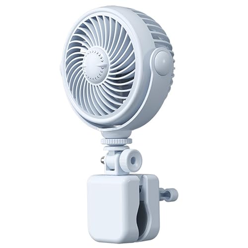 Ventilateur de landau bleu pour des promenades d'été fraîches en poussette