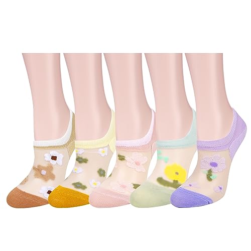 Image of Benefeet Sox Sheer No Show Socks for Women Girls Lace Mesh Low Cut Liner Socks Ultra Thin Nylon Invisible No See Footies Sock
