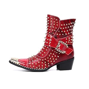 XER Schoenen Westerse Cowboy Laarzen Cubaanse Hak Lederen Enkel Rijden Punt Metalen teen Bruiloft Schoenen Klassieke Jurk Avond Party Maat EU 37-46