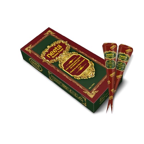 Neeta 4 Pack 100% Natural Ready to Use Henna Paste Hair Dye Cones Reddish Brown Color tubes color for women...