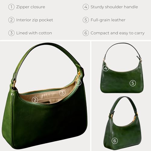 Image of Time Resistance Leather Handbag - Full-Grain Leather Purse for Women - Shoulder Bag Made in Italy
