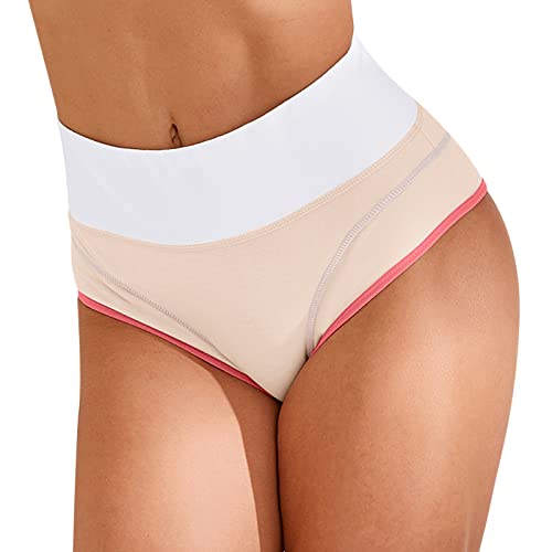 jieGorge Calzoncillos de color patchwork para mujer, bragas de seda de hielo. Ropa interior de algodón.
