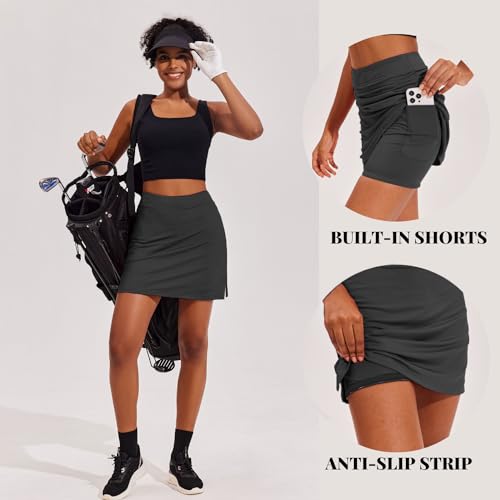 Image of Ekouaer 16 inch Golf Skorts for Woman with Inner Pockets Silicone Grippers Tennis Skirt Quick Dry Athletic Pickleball Skort