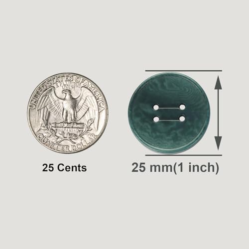 Boutons à 4 trous bleu foncé 25 mm Inotionstyle JADS00629K pour manteaux de laine - Lot de 6