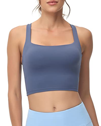 Image of romansong Strappy Yoga Sports Bras for Women Padded Criss-Cross Back Tank Tops