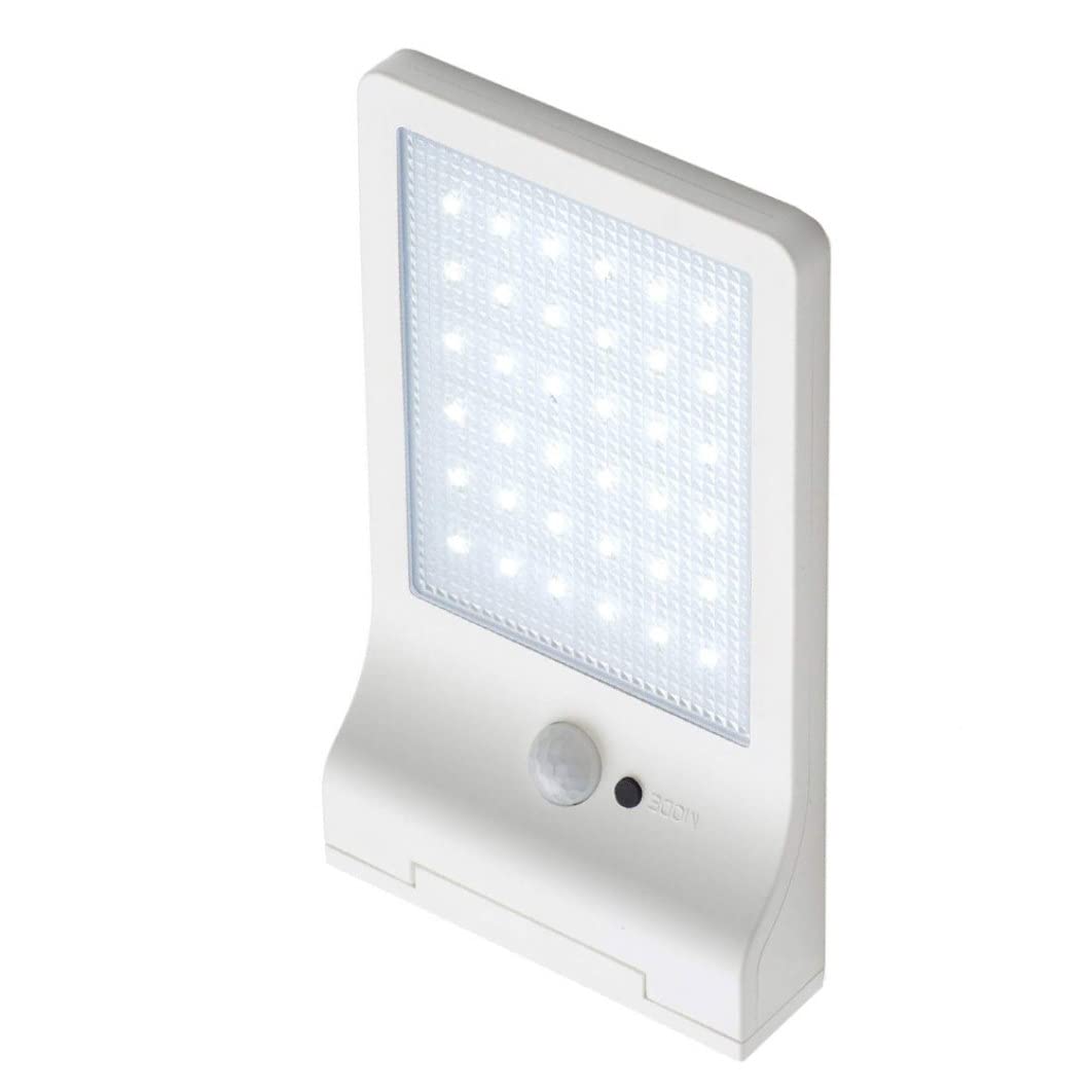 Monetais White Solar Outdoor Wall Light 36Led Home Courtyard Street Sensor Lamp Waterproof Daylight Pir Motion Detection